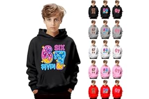 Generisch Sudadera con capucha para niños 67 Six Seven, diseño neón, sudadera con capucha para niños, niñas, adolescentes, chándal de colores con estampado de Sixseven sudadera primavera otoño casual