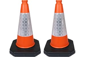 STREET SOLUTIONS UK 2 x 460mm 1-Piece High Traffic Cones for Street Safety - Strong and Durable Outdoor Cones with Very Low Centre of Gravity - U.K Made Safety Cones