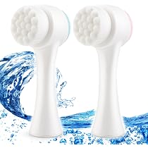 UEIOAVL Gesichtsbürste 2-in-1 – Silikon-Maskenbürste & Peeling, Rosa & Lila, 2 Stück