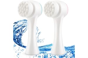 SYXLS 2 Stück Manuelle Gesichtsreinigungsbürste, 2 in 1 Gesichtsreinigungsbürste, Doppelseitige Peelingbürste, Nicht-Elektrische Gesichtsreinigungsbürste, Geeignet Für Alle Arten Von Haut