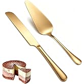 GIUSOBG Wedding Cake Cutter 2 Pcs Knife and Spatula Set | Gold Cutlery Set Dishwasher Safe Cutlery Ideal For Home Baking, Aft