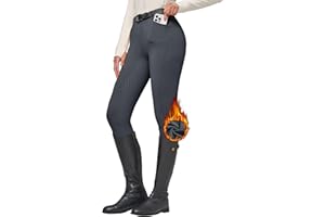 WILLIT Pantalon d'équitation pour femme - Pantalon d'équitation d'hiver doublé en polaire - Legging d'équitation en silicone - Pantalon thermique avec poches et passants de ceinture
