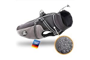 TIERHOOD - Płaszcz przeciwdeszczowy dla psów wodoszczelny [w zestawie z daszkiem] - [z odblaskami] - kurtka przeciwdeszczowa dla psa - płaszcz przeciwdeszczowy dla psa - płaszcz przeciwdeszczowy dla