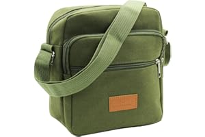 AfitLulu Canvas Small Shoulder Bags for Men, 4 Zipper Pockets Cross Body Bag Men Satchel Bag Casual Mens Messenger Bag with Adjustable Shoulder Straps for Organize Daily Necessities