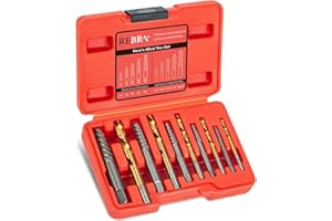 BRYZE Screw Extractor Set, 37# Cr-Mo & 6542 HSS Steel Cobalt Left-Hand Drill Bit, Easy Out Broken Bolt Remover Reverse, Ez Out Stripped, Rounded-Off, Damaged Bolts, Screws&Studs Removal Tool (10-Pieces)