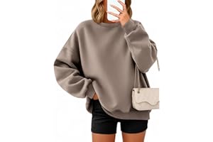 Timuspo Pullover Damen Oversize Langarm Fleece Rundhalsausschnitt Sweatshirt Herbst Winter Frauen Mädchen Klamotten Locker Oberteile