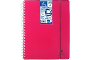 Starplast Carpeta Con Fundas Espiral Flexible - Organizadores, 100 fundas, Fundas Transparentes Lisas, A4, Tapa Plástico Resistente, Uso Escolar, Personal o de Oficina - Color Magenta.