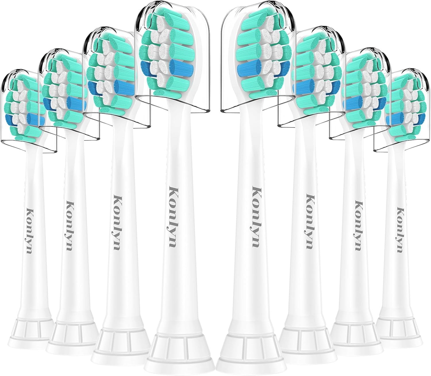 Konlyn Cabezales de repuesto para Philips Sonicare - Cepillos de dientes compatibles con Philips Sonicare eléctricos y Otros Modelos Snap-On, 8 unidades (Blanco, 8 unidad (Paquete de 1))