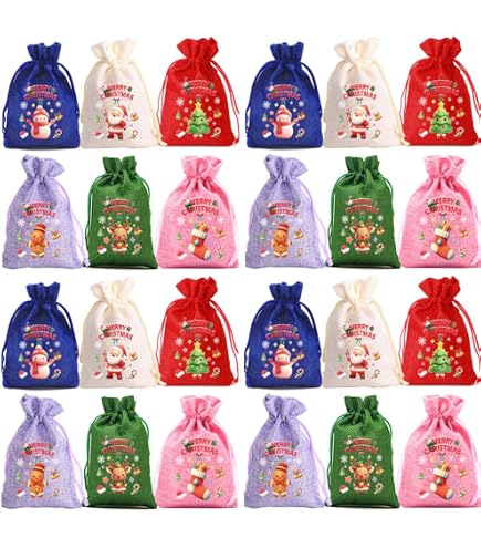 10/20 pezzi sacchetti regalo in tela con coulisse per la festa di Natale lino e iuta piccolo pacchetto in tessuto buste da sposa 10x14 cm/15x20/20x30 cm  15