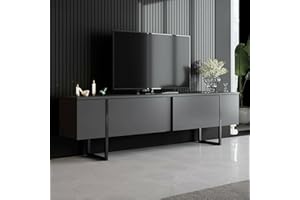 Dmora Mobile Porta TV Centaurus, Credenza da Soggiorno, Armadio Basso per TV, Base Parete attrezzata, 180x30h50 cm, Antracite e Nero