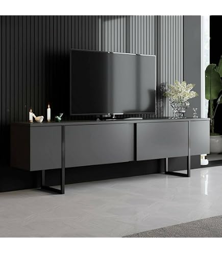 EOS Mobile TV Grande Con 2 Ante E Ripiani - Bianco Lucido, Largo 191 Cm, Made In Italy