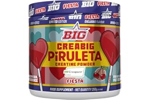 BIG - Creatina Creapure ® - Creatina Monohidratada Creapure en Polvo, Rendimiento Físico y Recuperación - Materia Prima Premium - Monohidrato de Creatina de Rápida Absorción, Vegana (250g, Piruleta)
