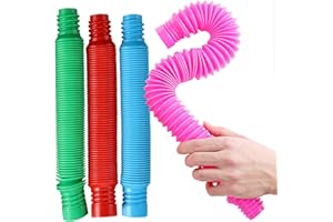 AUFIKR Fidget Pop Tube Toys dla dzieci i dorosłych, zabawka sensoryczna, wielokolorowa, zestaw 4 szt