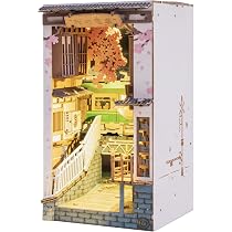 DIY Book Nook Kit – 3D Holz-Puppenhaus Zum Selbstbauen Mit LED-Lichtern (Sakura-Allee)