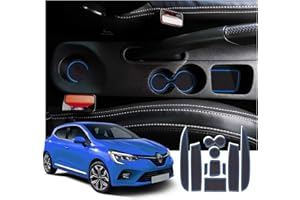 SHAOHAO Tapis antidérapant Compatible avec Re*nault Clio 4 2013 2014 2015 2016 2017 2018 Accessoires pour Console Centrale, Support pour gobelet, Tapis en Caoutchouc (Bleu)