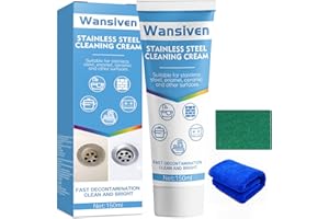 Wansiven Reinigungs und Polierpaste für Emaille, Professionelle Küchenreiniger Polierpaste zum Polieren und Pflegen von Emaille, Edelstahl, Porzellan, Glaskeramik, Mineralguss 150ml
