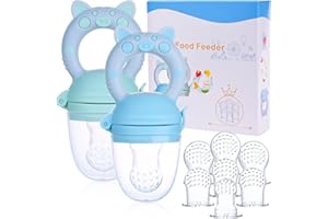 Faburo 2pcs Chupete Fruta Bebe + 9pcs Tetinas de Silicona(3 * 3), Alimentador Antiahogo Bebe, Innovador Cosas para Bebes|Mordedor Bebe Refrigerante Chupete para Fruta Comida Accesorios Bebe,Sin BPA