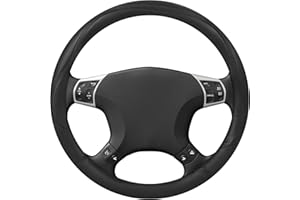 GLOSKIN Funda Volante Coche, Universal, 38 cm, Cuero, Negro