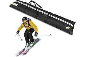 BOOSTEADY Snowboard & Ski Bags,Padded Ski Bag for 1 Pair of Skis for Air Travel,Fit Ski Boards Up to 84.6 inches (210cm),Waterproof and Durable Perfect for Skiing, Travel