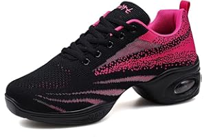 MEIDIASTRA Women's Jazz Shoes Lace-up Dance Sneakers Lady Split Sole Air Cushion Modern Dance Shoes Platform