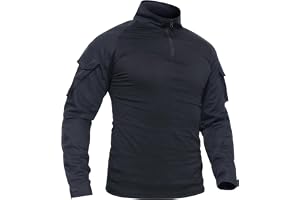 TACVASEN Taktiska toppar för män 1/4 dragkedja arbetsskjorta militär strid långärmad t-shirt med fickor