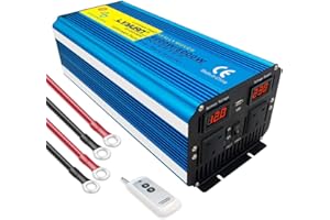 Cantonape Pure Sine Wave Power Inverter 4000W DC 12V to AC 240V converter with Wireless Remote, Dual UK Outlets & LCD display for RV Truck car home use