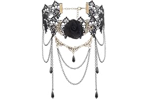 Wodasi Collana in Pizzo Gotico, Catena di Pizzo Nero Girocollo Vintage Accessorio per Costume, Eleganti Girocollo di Pizzo Nero per Donna, Adatti per Feste di Matrimonio