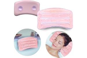 SHOPZEE TRADING LTD Pink Cooling Gel Bath Pillow | Head & Neck Support for Soothing Baths | Relax in Comfort, Fits Every Tub, Secure Grip