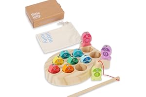 Little Lolly Wooden Magnetic Fishing Game for Toddlers | Montessori Toy | Early Learning, Fine Motor Skills, Hand-Eye Coordination | Age 3+ | Numbers 1–10