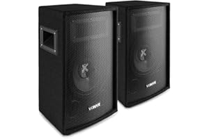 Vonyx SL8 PA Lautsprecher Passiv Set, 2X 400 Watt Partyboxen Set, 8 Zoll Passiv, Disco, DJ Party Lautsprecher mit Griffe, Lautsprecherboxen mit Tophat - Schwarz
