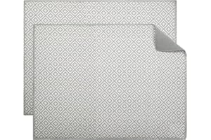 YDHfdc 2 Stück Mikrofaser Abtropfmatte Geschirr Schnelltrocknend Geschirr Abtropfmatte Trockenmatten Abtropfmatte Spüle für Küchentheke, Kleines Graues Quadrat, 50 cm x 38 cm