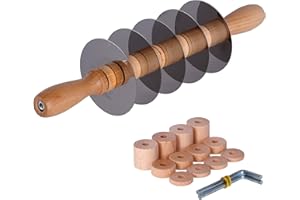 Tagliapasta Rouleau réglable | Taille feuilletée professionnelle avec 5 lames lisses en acier inoxydable et entretoises