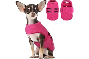 PUZAUKAL Adjustable Dog Fleece Jumper Vest, Warm Winter Dog Coat for Small, Medium & Large Dogs, Dachshund Chihuahua Yorkie Cozy Fleece Jackets(Pink XS)
