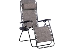 Hortan Poltrona Sdraio Relax Reclinabile Con Cuscino Imbottito, Tavolino Portaoggetti, Seduta In Tessuto Textilene E Struttura in Acciaio Con Tubolare Rinforzato, Per Casa, Terrazzo e Giardino