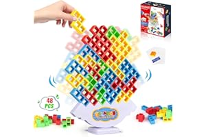 PKKP Tetra Tower Spiel, 48 Stück Balance Toy, Schaukelstapel Hoch Kinder-Balance-Spielzeug, Lustige Stapelspiel für Jungen und Mädchen ab Jahre 3+