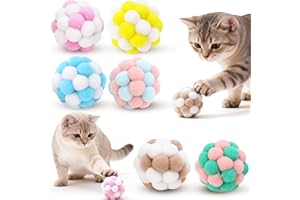 QGGTQG Katzenspielzeug Ball, Katzenbälle, 6 Stück Katzen Ball mit Glöckchen Soft Filzbälle für Katzen Interaktives Katze Bälle für Innen Spielen Kauen Kratzen