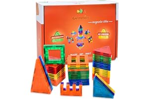 Gemmicc Magnetic Tiles Building Blocks, Magnet Toys for Kids, STEM Approved Educational Toys,3D Magnet Puzzles Stacking Blocks for Boys Girls,63 PCS Classic Set