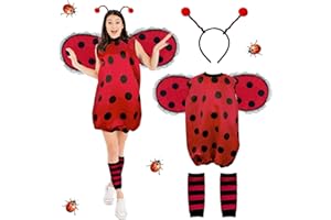 Joxessaien Marienkäfer Kostüm Damen Kostüme Erwachsene, marienkäfer Flügel Käfer Kostüm Fasching Haarreif Cosplay Halloween Karneval Mottoparty Verkleidung Party Lustige Outfit