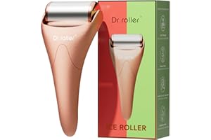 Dr.roller Ice Roller, Ice Roller Viso Uomo e Donna, Ghiaccio per Viso, Restringe i Pori, Allevia la Stanchezza, Elimina le Borse (Acciai Inossidabili Oro)