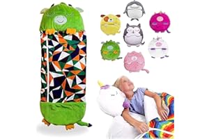 SAMNUERLY Schlafsack mit Kissen im Alter von 3+, 2 in 1 Tiger Schlafsack für Kinder, schläfriger Sack tragbarer und Faltbarer leichtes und atmungsaktives Tiercharakter Kinderkissen