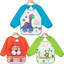 Set 5 Bavaglini Impermeabili Maniche Lunghe - Per Bambini 1-3 Anni - Foto 4