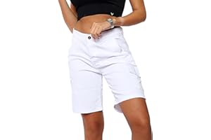 NOROZE Womens Shorts – Ladies Knee Length Chino Style – Women’s Cargo Summer with Pockets – Lightweight Long Stretch Bermuda for Women UK – Casual Fit – Sizes 8 to 20