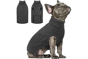 Queenmore Hundepullover kleine Hunde, Turtleneck, Stretch Strickpullover, Katzenpullover für Chihuahua, Yorkshire Terrier, Zwergpudel (Grau, XS)