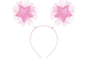 Dimeho Paski foliowe z pomponem, opaska na głowę, brokatowa, gwiazda, modna puszysta kulka, obręcz do włosów, na Boże Narodzenie, imprezę, urodziny, cosplay, akcesoria do włosów dla kobiet, różowe