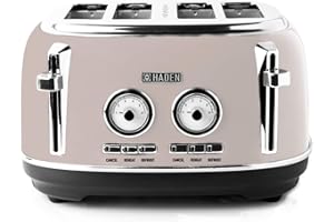 Haden Jersey Putty Retro 4 Slice Toaster - 4 Slot Toaster with Dual Control & Adjustable Browning - Stainless Steel Housing - Essential Kitchen Appliance