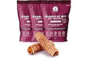 MAIKAI Tráqueas de Ternera Deshidratadas 3 Packs x 2 Ud - Alternativa Natural a Huesos - Snacks para Perros - Dieta Barf - Premios Saludables para Perros