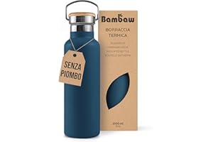 Bambaw Borraccia isolata 907 ml, acciaio inox, riutilizzabile, senza BPA, grande per acqua fredda e calda, blu