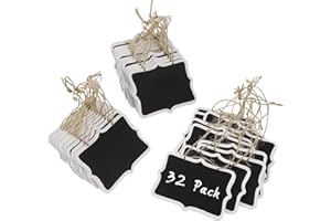 JEESBLSY Mini Lavagna da Appendere, Segni Lavagnette Messaggi in Legno Cancellabile Promemoria Decorazione per Feste, Matrimoni, Ringraziamento, Pasqua, 32 Pezzi