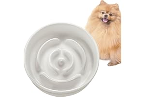 MOPANG Keramik-Slow-Feeder-Hundenäpfe für Kleine Rassen, Antischlingnapf für Katze und Kleine Hunde, Langsame Fütterung für Hunde Klein, Ø 16cm, 400ml, Elfenbeinweiß