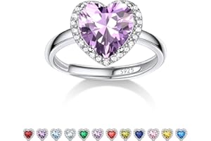 Bestyle Anello Donna Argento 925 Regolabile con Pietra Portafortuna 12 Mesi, Anello Argento 925 Donna per Ragazza Mamma, Confezione Regalo